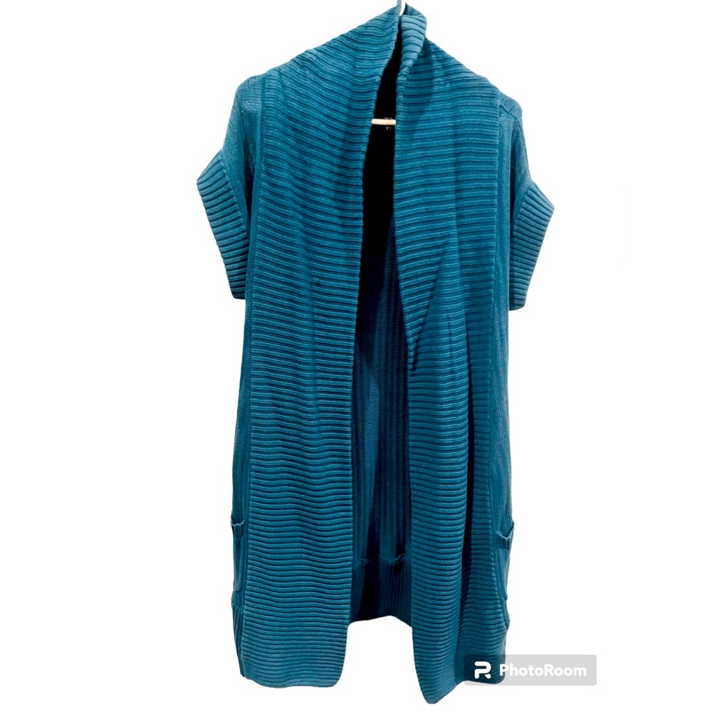 Mossimo Long Dark Teal Short Sleeve Shrug Cardigan